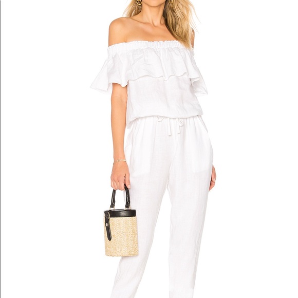 Worn once Revolve white linen jumpsuit